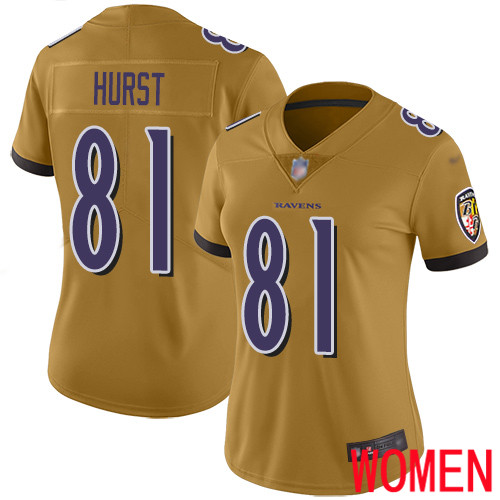Baltimore Ravens Limited Gold Women Hayden Hurst Jersey NFL Football 81 Inverted Legend